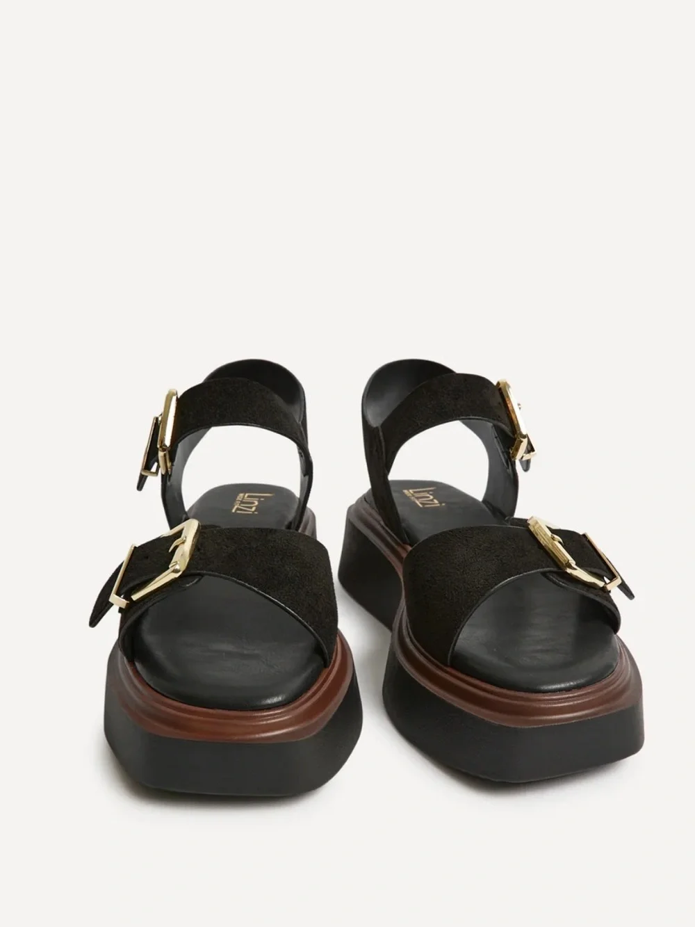 Source Wide Fit Black Flatform Buckle Sandals US size 8